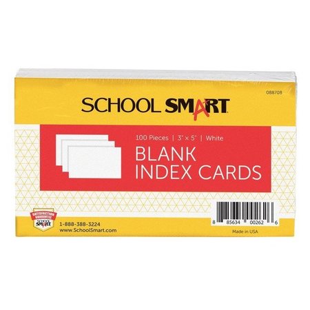 SCHOOL SMART INDEX CARD 3X5 PLAIN WHITE PACK OF 100 PK IND35P